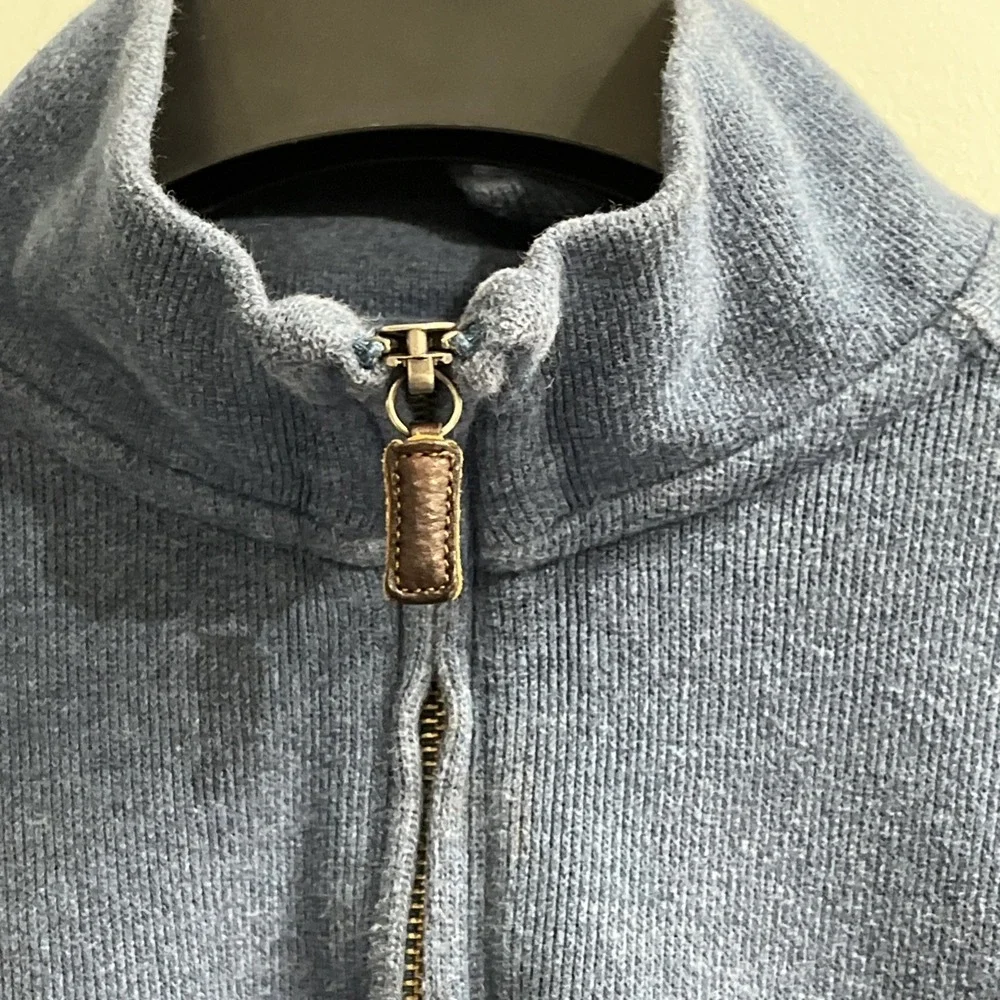 Polo Ralph Lauren Pullover Over 1/4 Zip Mock Neck Blue Ribbed Mens L Logo Preppy